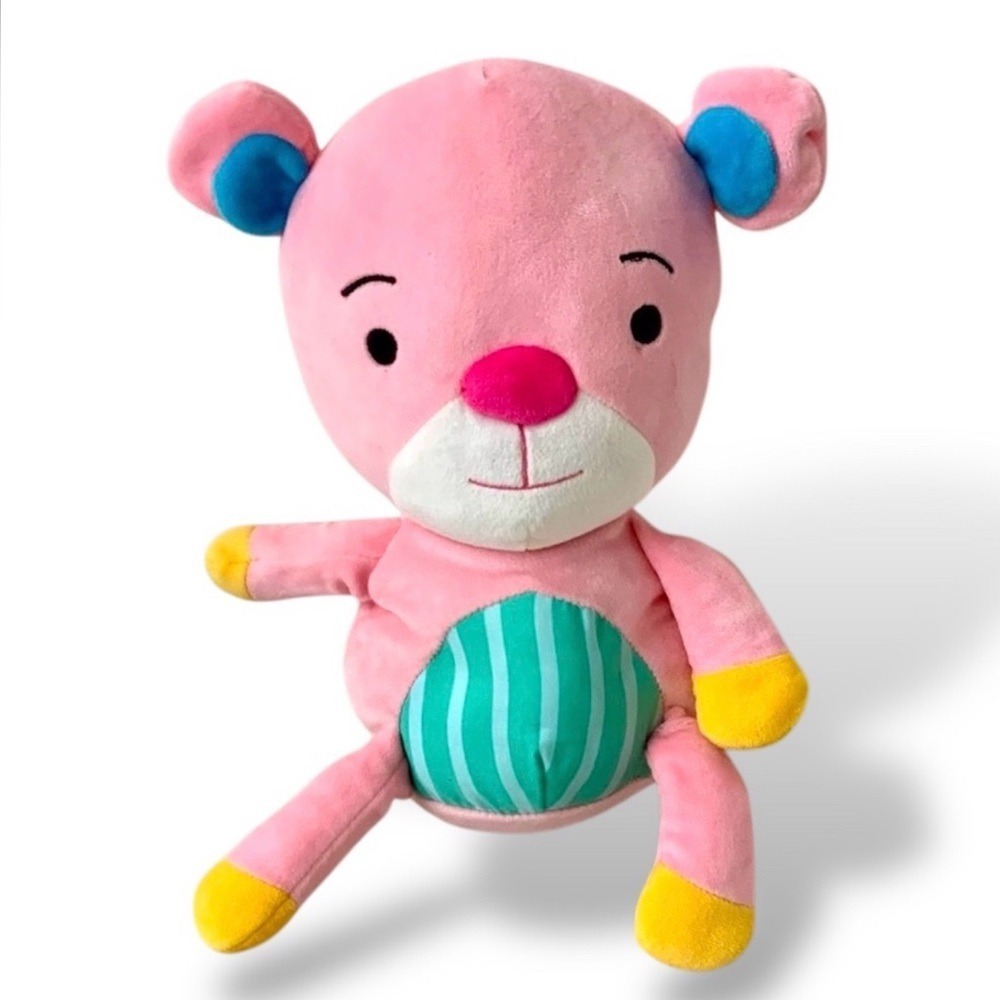 Soundnlight Pastel Teddy Bear Stuffed Animal Pink Yellow Blue Green Colorblock